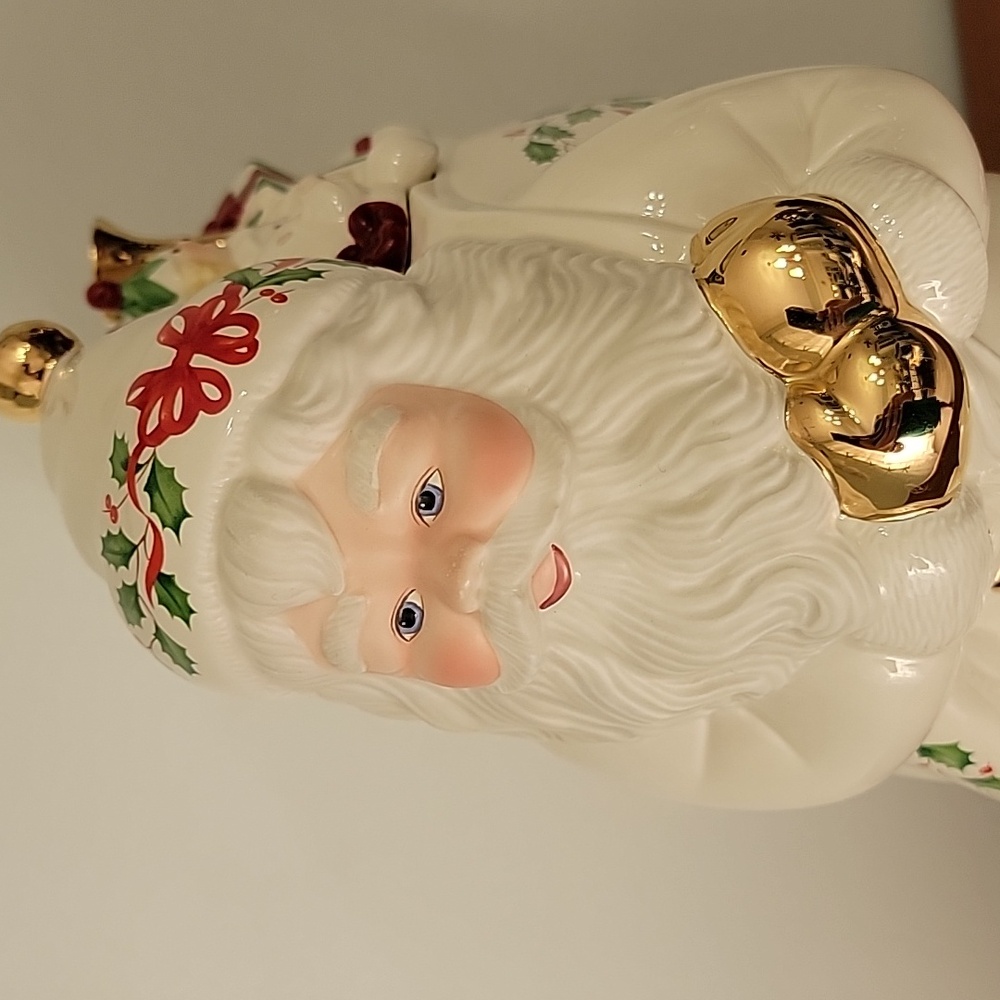 Vintage 1999 Lenox Holiday Collection Santa Skates Cookie Jar - Picture 2 of 13